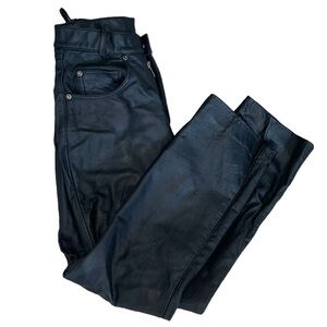 First Manufacturing Company FMC Authentic Boot Cut Black Leather Moto Pants